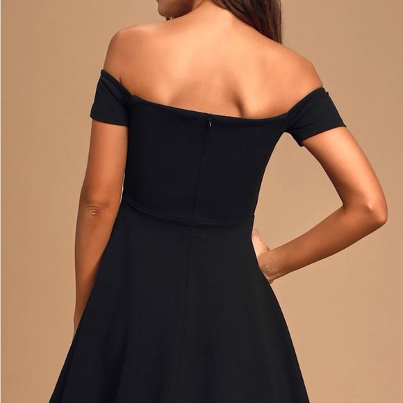 Lulus black Off Shoulder Skater mini Dress sizeβ small - Picture 6 of 6